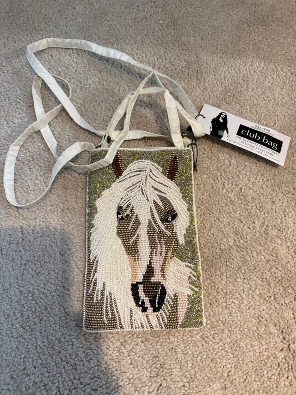 Bamboo trading company, small beaded horse shoulder bag NWT